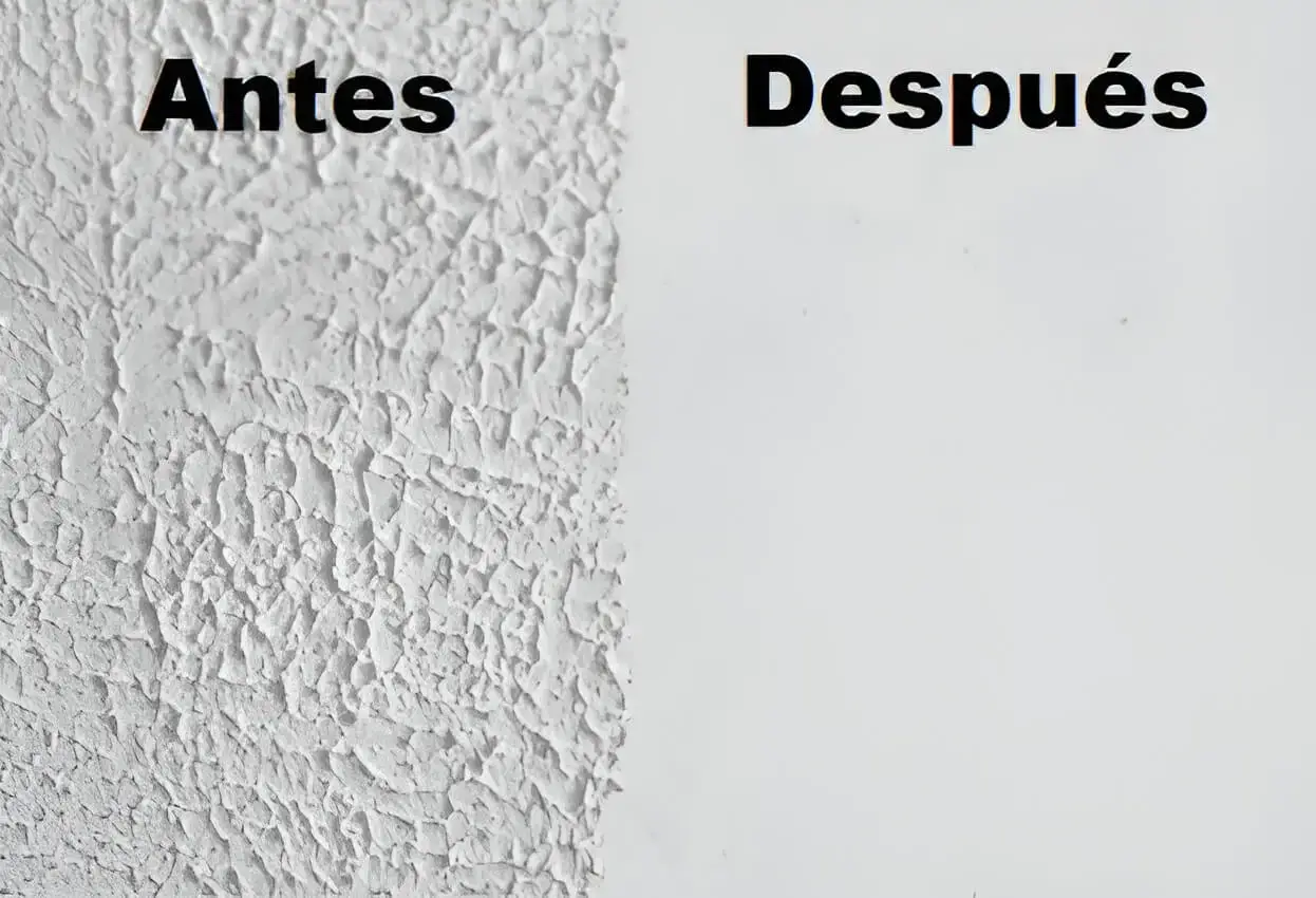 Antes y después de quitar gotelé en pared, trabajo de Los Pintores Getafe